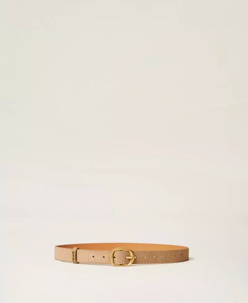 Ceinture en suède à effet crocodile