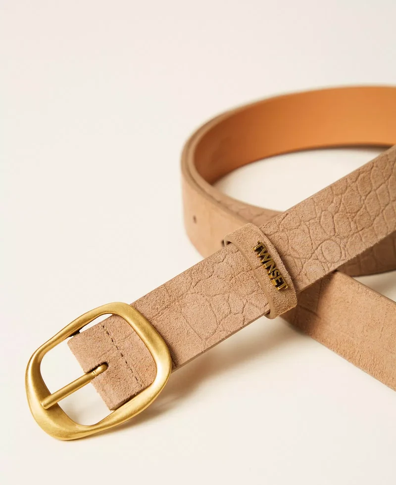 Ceinture en suède à effet crocodile