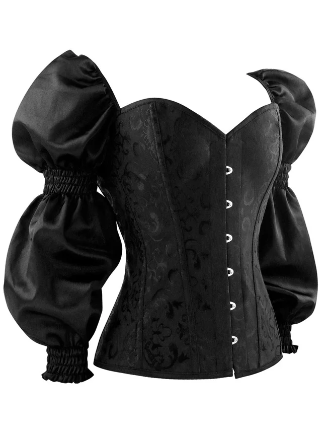 Renaissance Victorian Brocade Langarm Überbüste Korsett Bustier Top