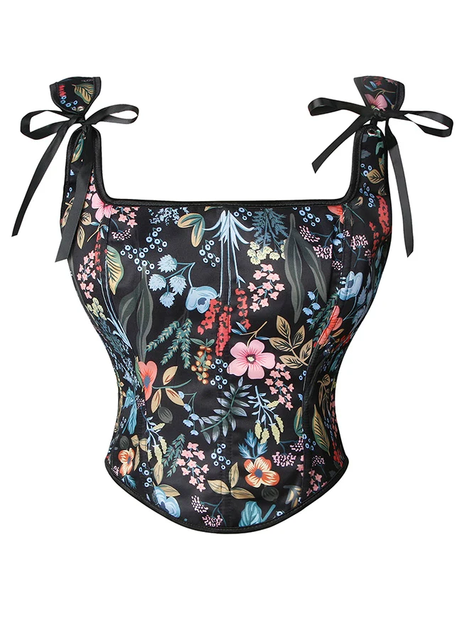 Vintage Renaissance Schnürung Crop Top Hosenträger Korsett Weste