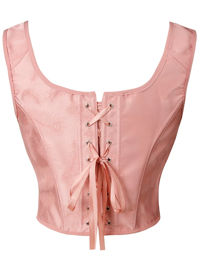 Vintage Renaissance Schnürung Crop Top Hosenträger Korsett Weste