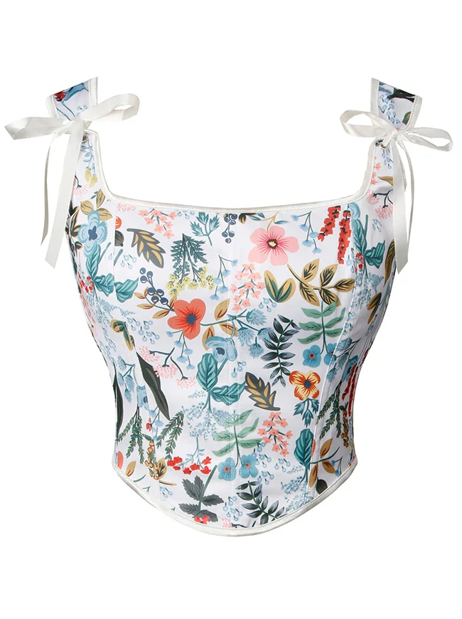 Vintage Renaissance Schnürung Crop Top Hosenträger Korsett Weste
