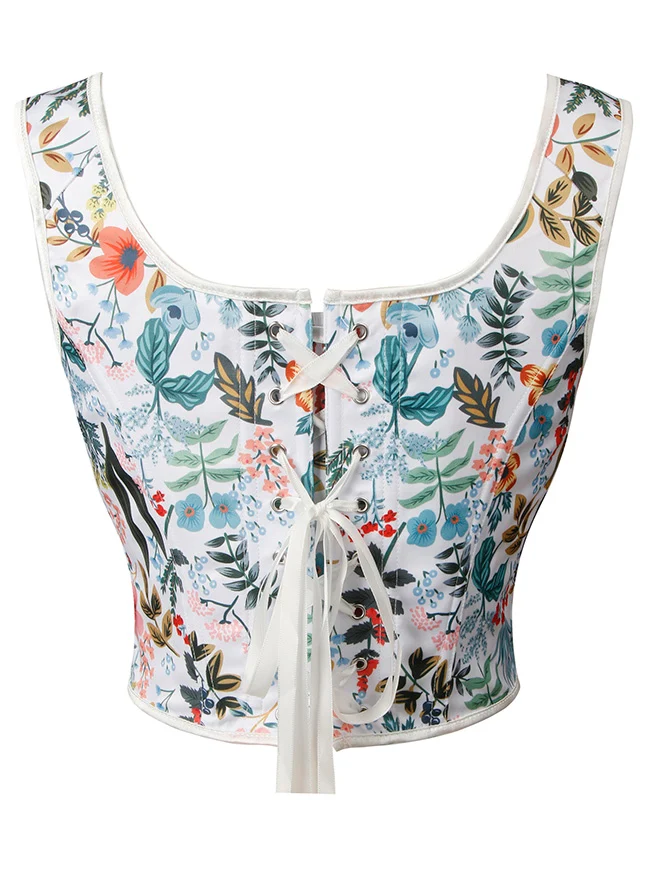 Vintage Renaissance Schnürung Crop Top Hosenträger Korsett Weste