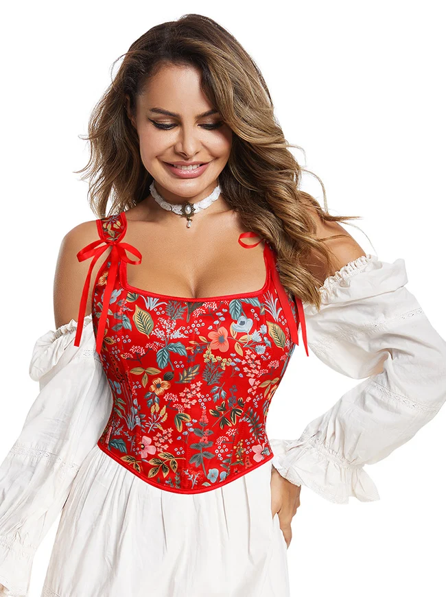 Vintage Renaissance Schnürung Crop Top Hosenträger Korsett Weste