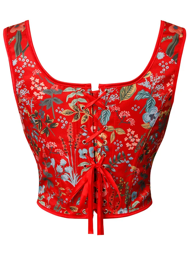 Vintage Renaissance Schnürung Crop Top Hosenträger Korsett Weste