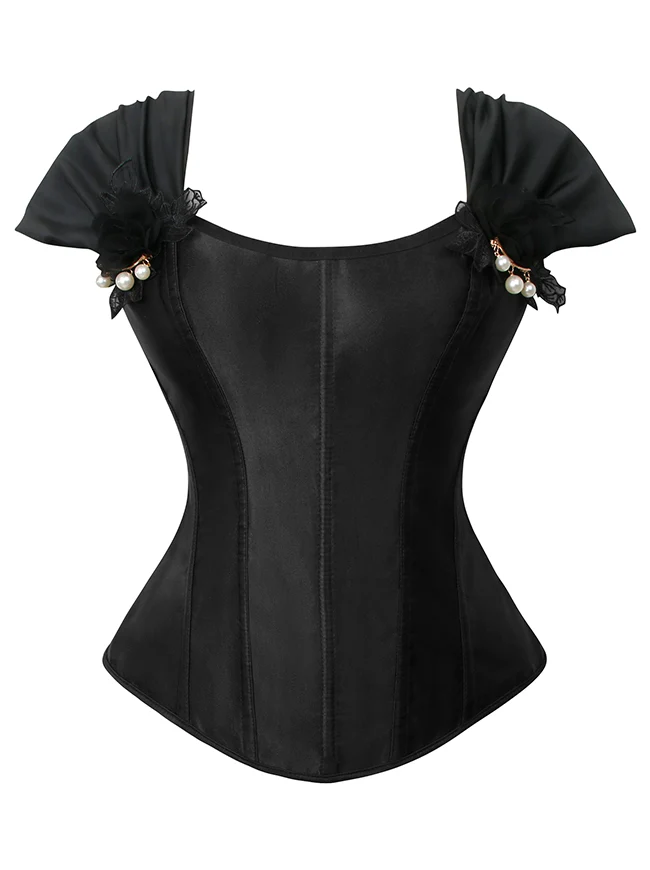 Gothic-Korsett mit Schnürung und Stäbchen, Überbrustkorsett, Bustier-Top, Shapewear