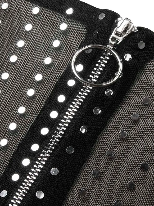 Trägerloses Bustier-Crop-Top aus Netzstoff mit Federn und Pailletten, Push-Up-Tube-Top