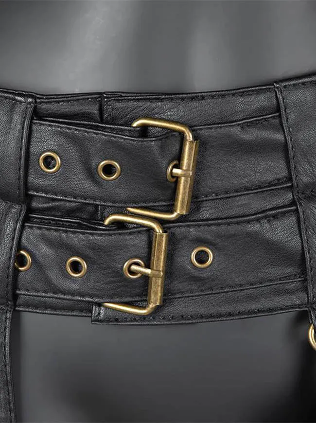 Steampunk Gothic Leder Taillen- und Oberschenkelgürtel mit abnehmbarer Tasche