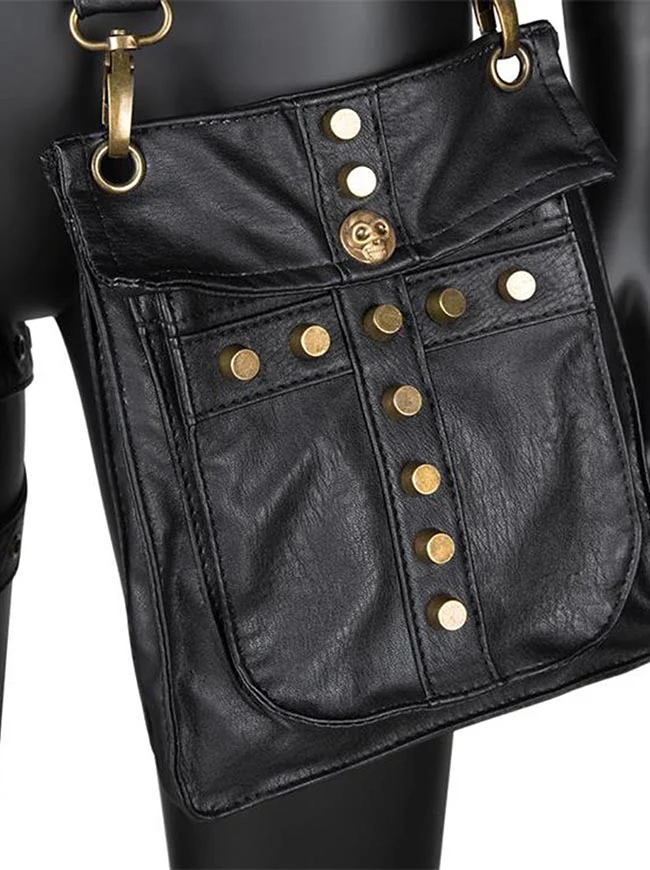 Steampunk Gothic Leder Taillen- und Oberschenkelgürtel mit abnehmbarer Tasche