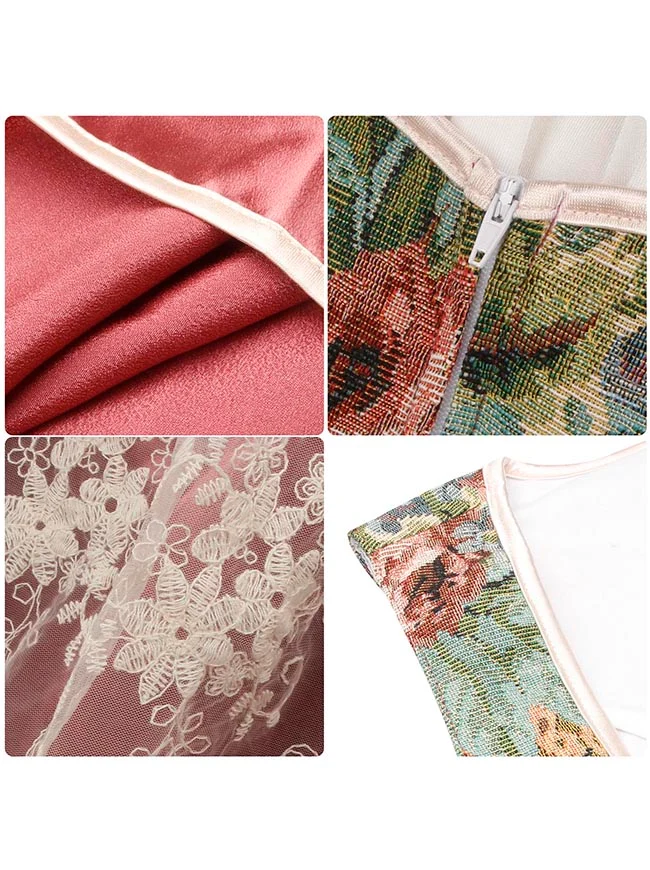3-teiliges bayerisches Dirndlkleid Renaissance Vintage Blumen Oktoberfest Kostüm