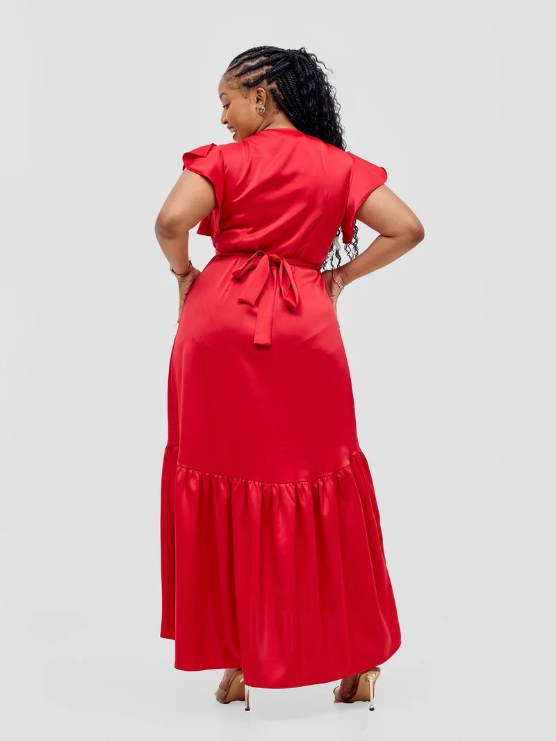 Vivo Hanabi Wrap Maxi Dress - Dark Red