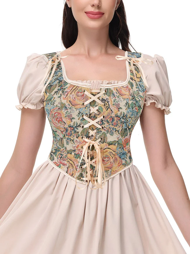 Charmian Damen Renaissance Blumenmuster Überbrustkorsett Top Bustier Mieder mit Reißverschluss