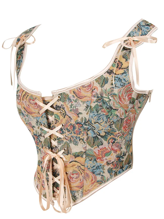 Charmian Damen Renaissance Blumenmuster Überbrustkorsett Top Bustier Mieder mit Reißverschluss