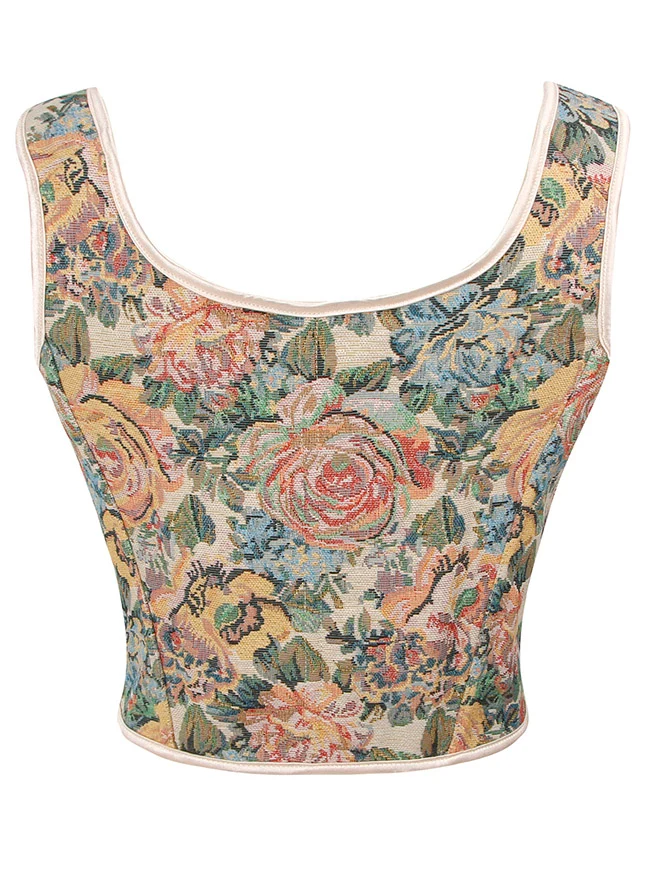 Charmian Damen Renaissance Blumenmuster Überbrustkorsett Top Bustier Mieder mit Reißverschluss