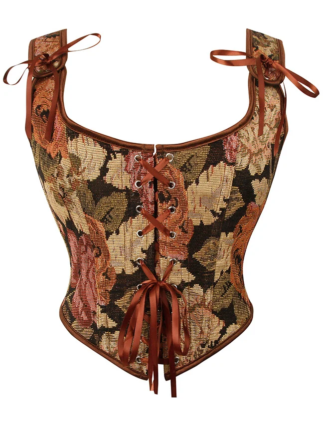 Charmian Damen Renaissance Blumenmuster Überbrustkorsett Top Bustier Mieder mit Reißverschluss