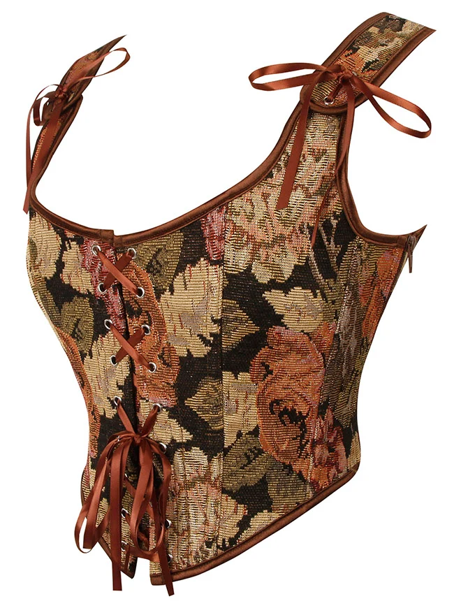 Charmian Damen Renaissance Blumenmuster Überbrustkorsett Top Bustier Mieder mit Reißverschluss