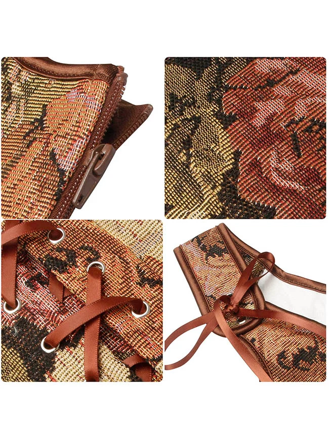 Charmian Damen Renaissance Blumenmuster Überbrustkorsett Top Bustier Mieder mit Reißverschluss