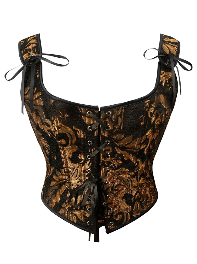 Charmian Damen Renaissance Blumenmuster Überbrustkorsett Top Bustier Mieder mit Reißverschluss