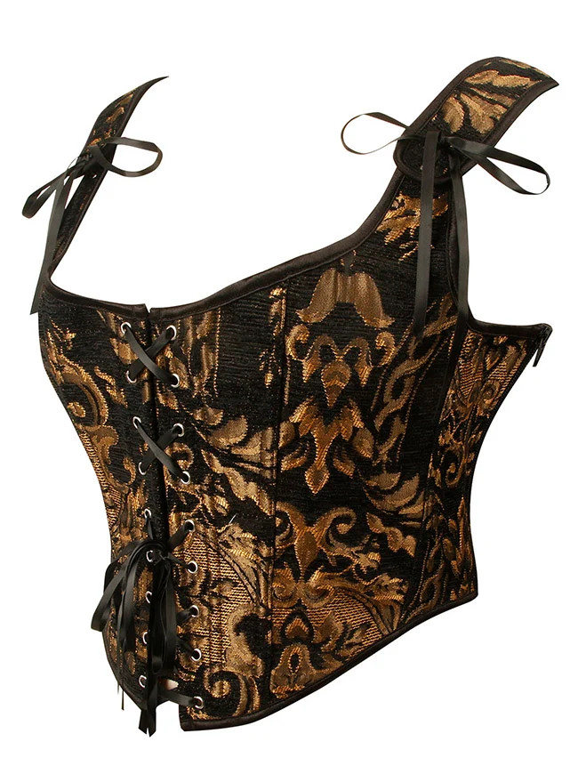 Charmian Damen Renaissance Blumenmuster Überbrustkorsett Top Bustier Mieder mit Reißverschluss