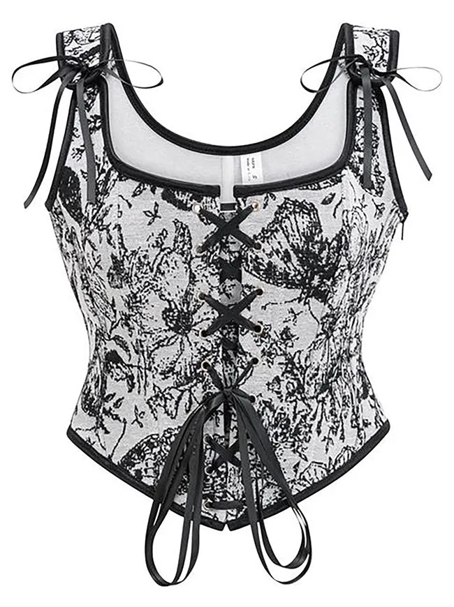 Charmian Damen Renaissance Blumenmuster Überbrustkorsett Top Bustier Mieder mit Reißverschluss