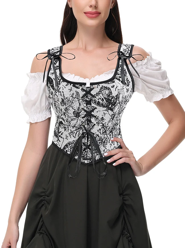 Charmian Damen Renaissance Blumenmuster Überbrustkorsett Top Bustier Mieder mit Reißverschluss