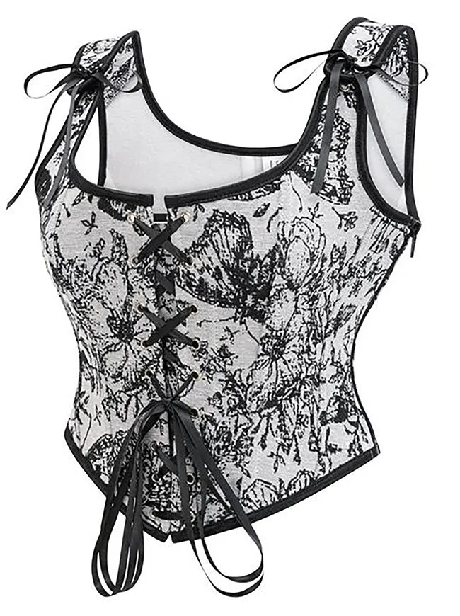 Charmian Damen Renaissance Blumenmuster Überbrustkorsett Top Bustier Mieder mit Reißverschluss