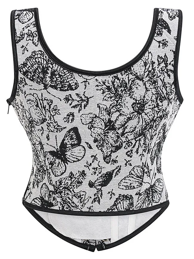 Charmian Damen Renaissance Blumenmuster Überbrustkorsett Top Bustier Mieder mit Reißverschluss