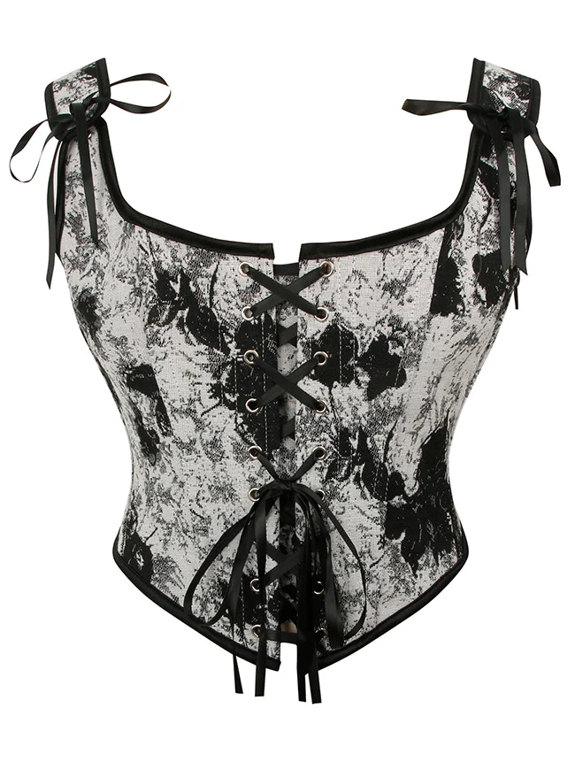Charmian Damen Renaissance Blumenmuster Überbrustkorsett Top Bustier Mieder mit Reißverschluss