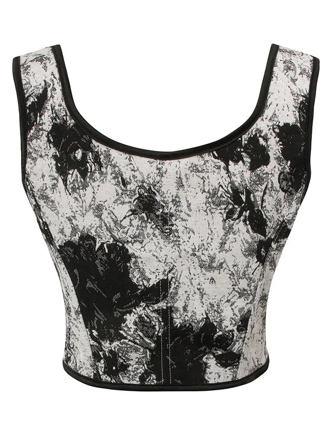 Charmian Damen Renaissance Blumenmuster Überbrustkorsett Top Bustier Mieder mit Reißverschluss