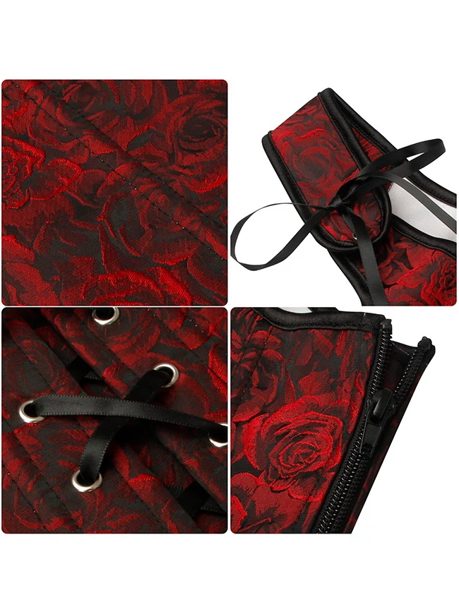 Charmian Damen Renaissance Blumenmuster Überbrustkorsett Top Bustier Mieder mit Reißverschluss