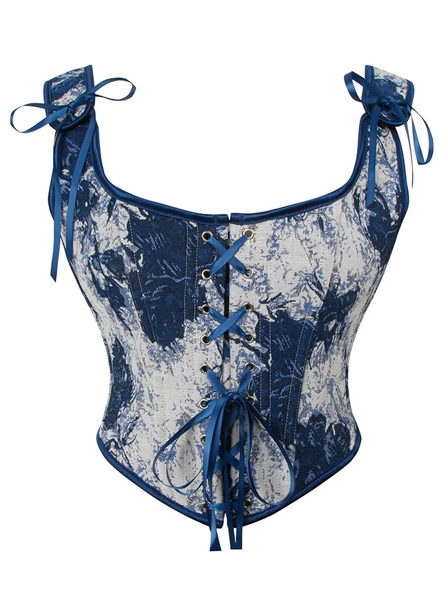 Charmian Damen Renaissance Blumenmuster Überbrustkorsett Top Bustier Mieder mit Reißverschluss