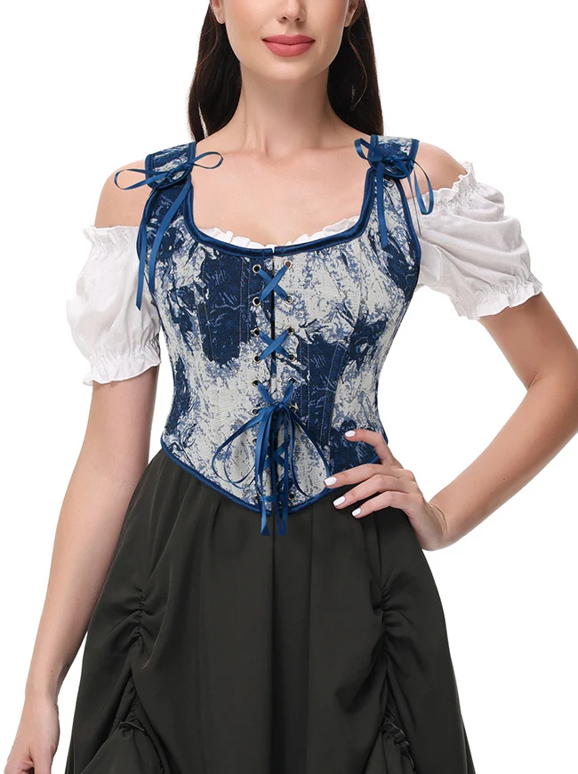 Charmian Damen Renaissance Blumenmuster Überbrustkorsett Top Bustier Mieder mit Reißverschluss