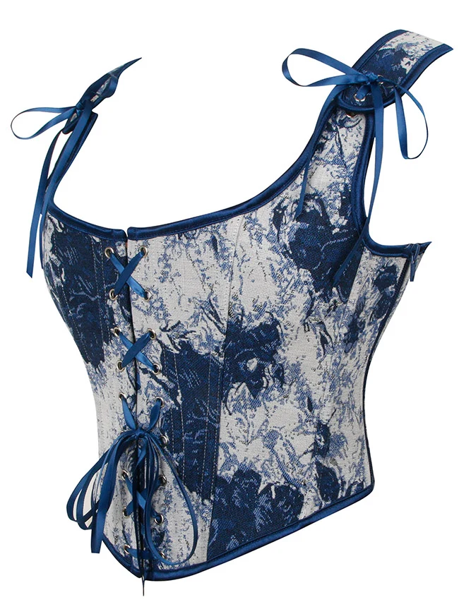 Charmian Damen Renaissance Blumenmuster Überbrustkorsett Top Bustier Mieder mit Reißverschluss