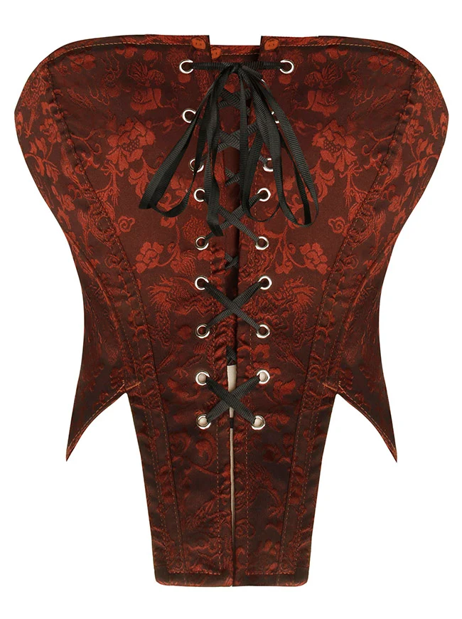 Vintage Trägerloses Überbrust-Bustier-Korsett mit Blumenmuster und Krawatte vorne