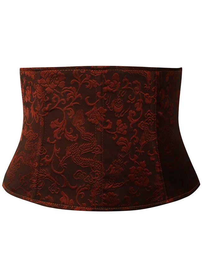 Vintage Trägerloses Überbrust-Bustier-Korsett mit Blumenmuster und Krawatte vorne
