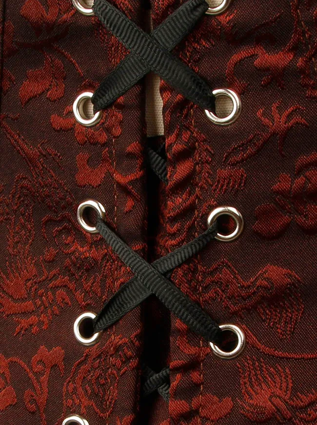 Vintage Trägerloses Überbrust-Bustier-Korsett mit Blumenmuster und Krawatte vorne