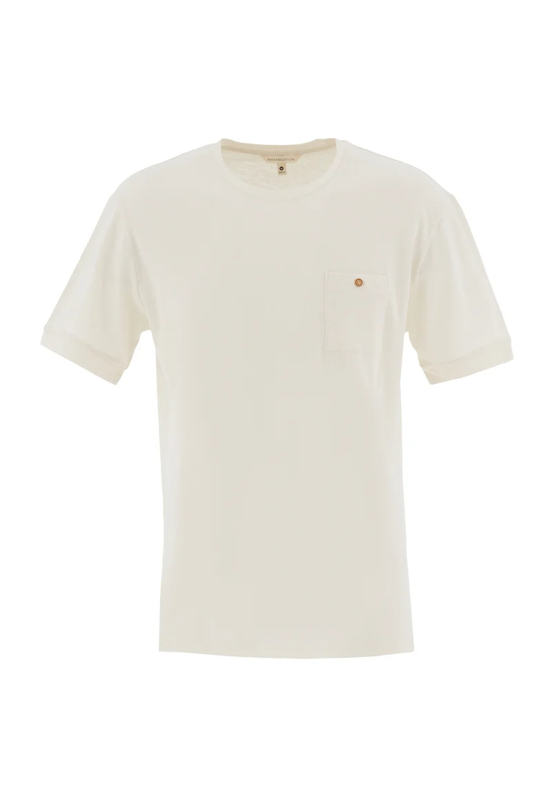 T-Shirt aus Bio-Baumwolle und Leinen mit Brusttasche