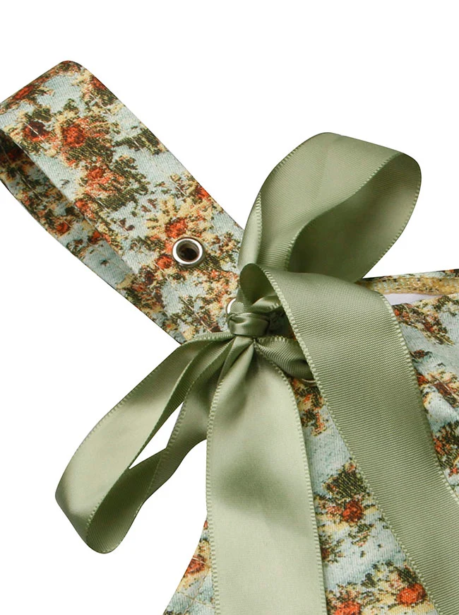 Vintage Blumen-Bustier mit Schnürung vorne, Überbrustkorsett mit Trägern