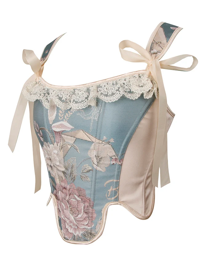 Viktorianisches Vintage Blumenträger Spitzen Rüschen Überbrustkorsett Bustier