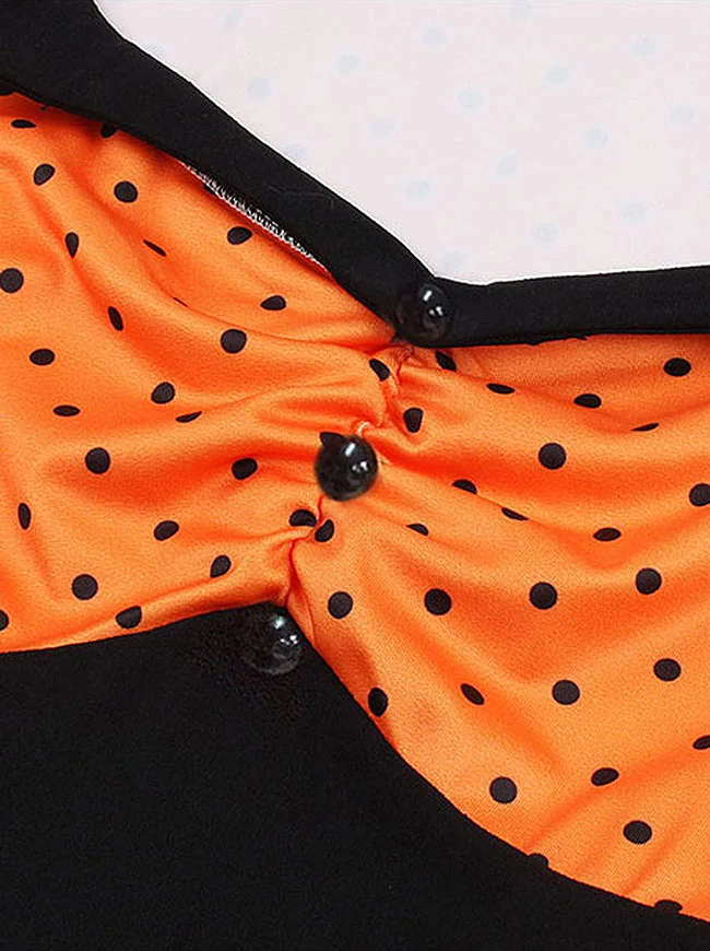 Killreal Damen Cocktailkleid im Vintage-Stil der 1950er Jahre, Retro, gepunktet, hohe Taille