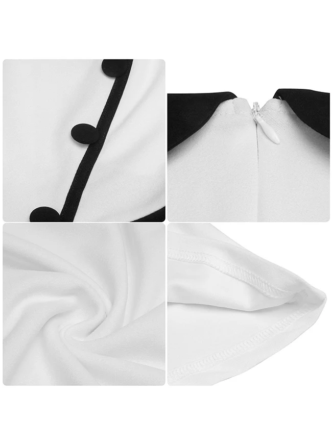 Killreal Damen Vintage 1950er Jahre Business Büro Arbeit Cocktail A-Linie Midikleid mit Ärmeln