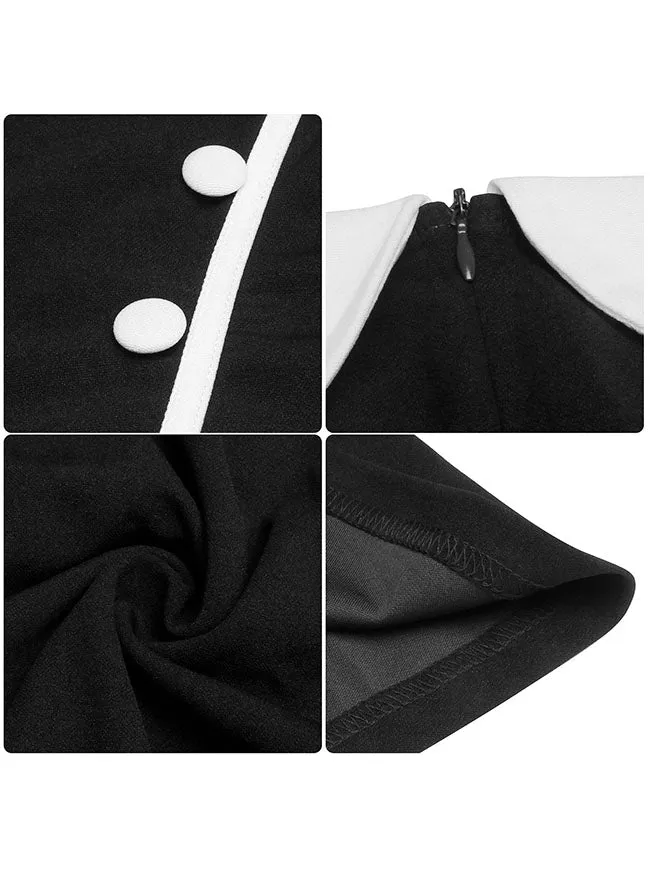 Killreal Damen Vintage 1950er Jahre Business Büro Arbeit Cocktail A-Linie Midikleid mit Ärmeln