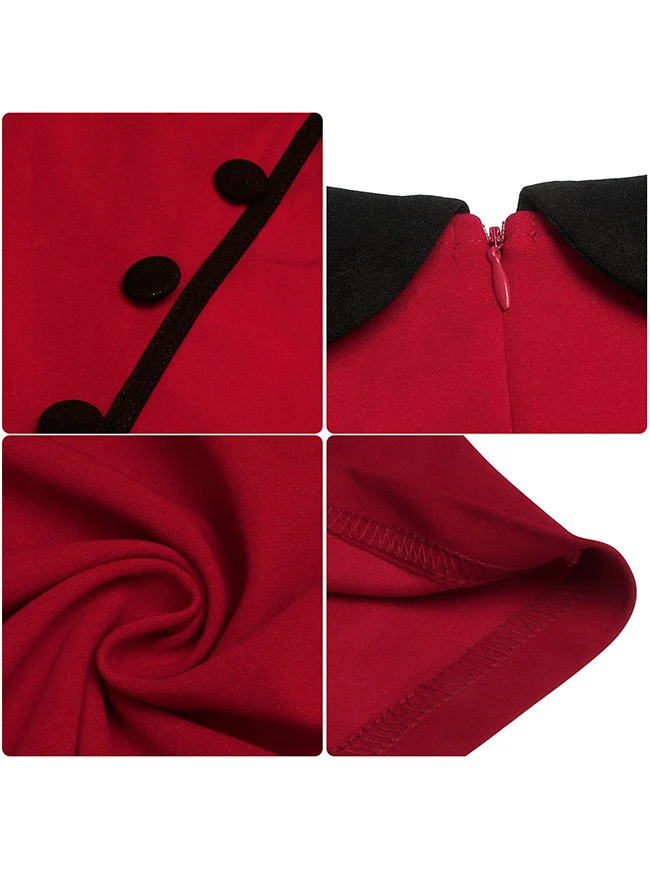 Killreal Damen Vintage 1950er Jahre Business Büro Arbeit Cocktail A-Linie Midikleid mit Ärmeln