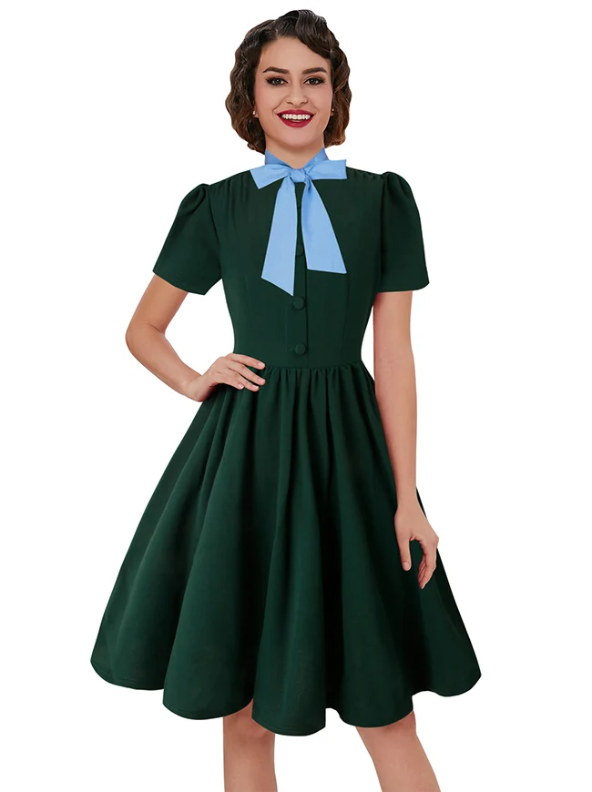 1950er Jahre Vintage Business Casual Büroarbeit A-Linien Kleid