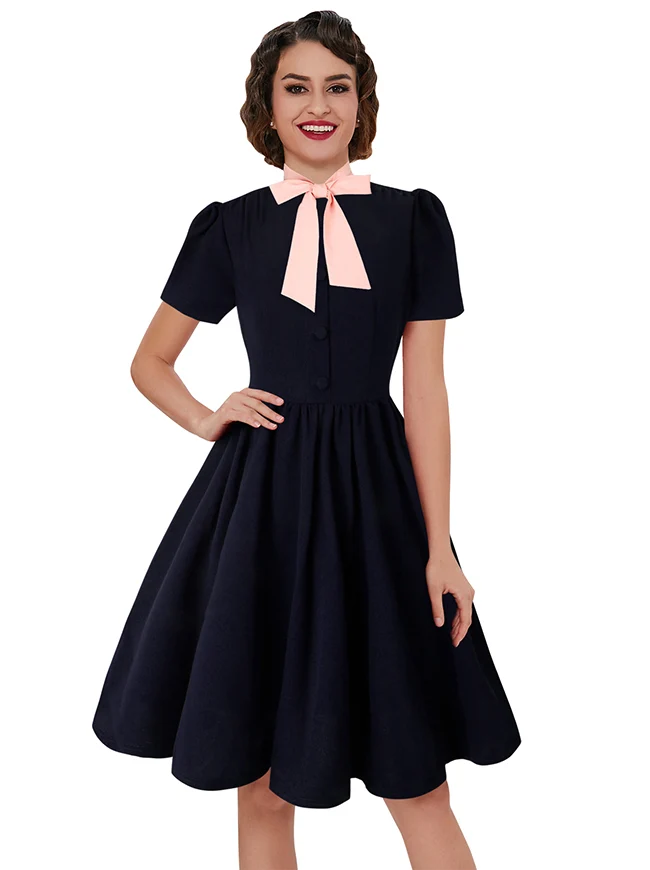 1950er Jahre Vintage Business Casual Büroarbeit A-Linien Kleid