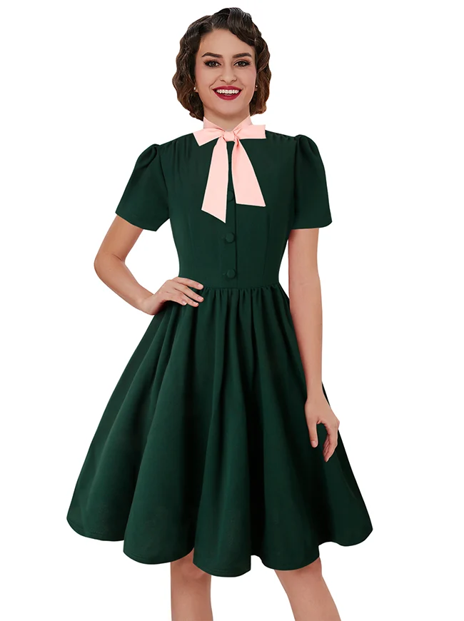 1950er Jahre Vintage Business Casual Büroarbeit A-Linien Kleid