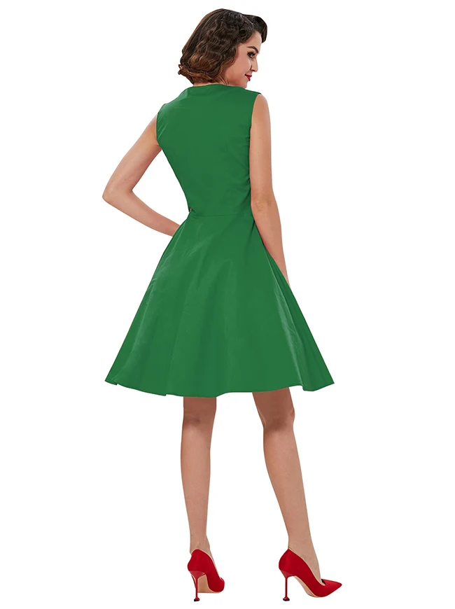 1950er Jahre Stil Retro Vintage Rockabilly Kleid mit kariertem Patchwork