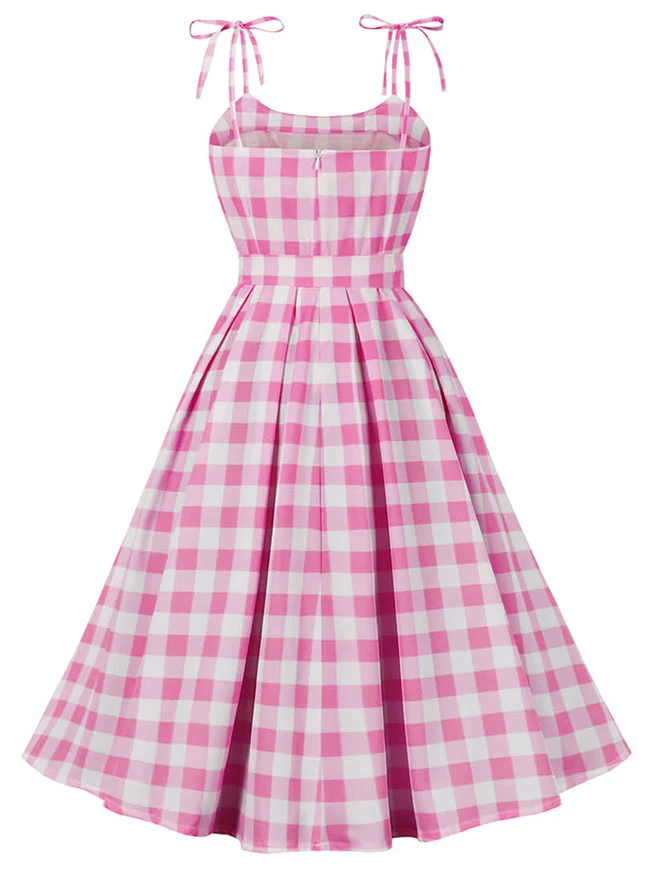 1950er Vintage A-Linie Rockabilly Kleid mit Schleife und Spaghettiträgern