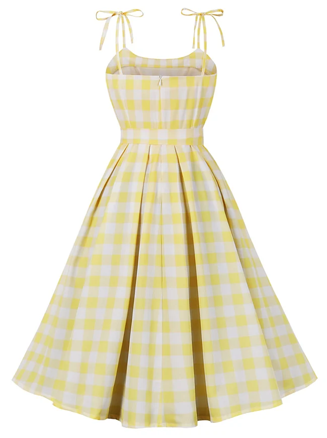1950er Vintage A-Linie Rockabilly Kleid mit Schleife und Spaghettiträgern
