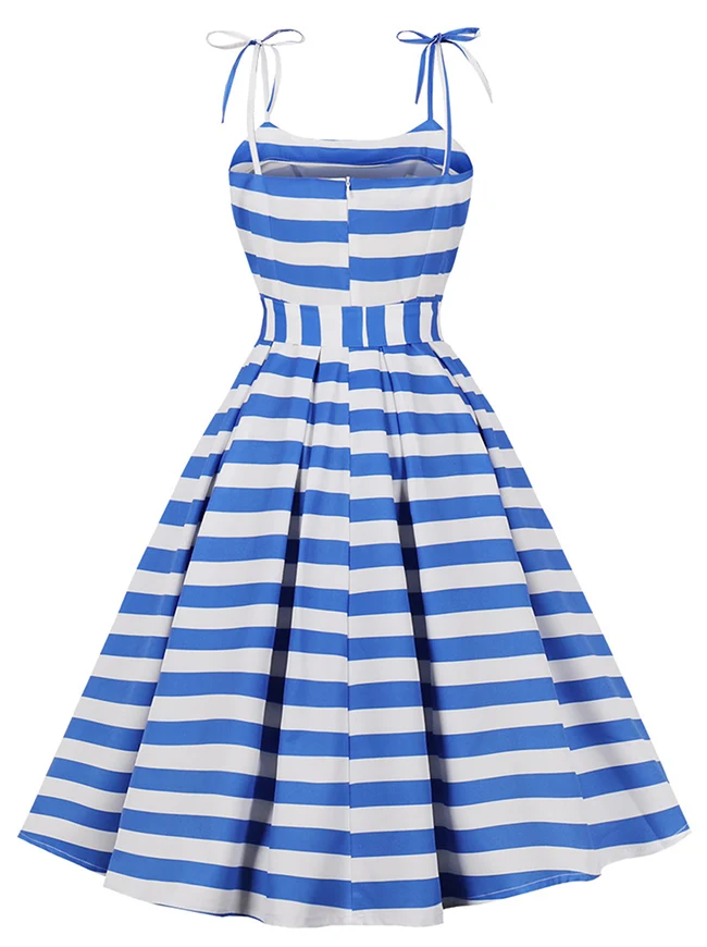 1950er Vintage A-Linie Rockabilly Kleid mit Schleife und Spaghettiträgern